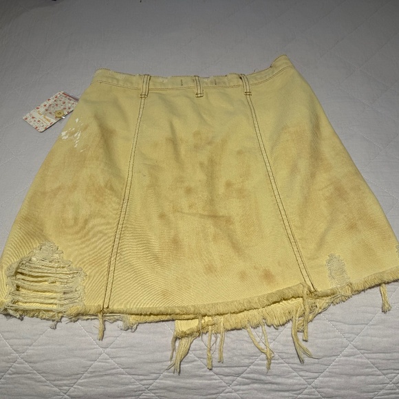 Free People Parker Wrap Butter Cream Distressed Denim Mini Skirt Size 27 New NWT - Picture 3 of 15